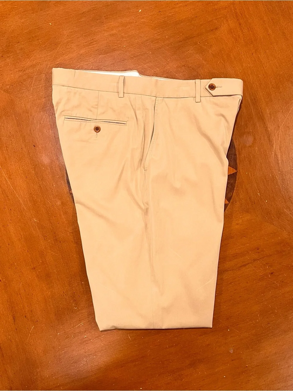 Polo Ralph Lauren Men’s Premium Silk/Cotton Flat Front Trousers Khaki 32x32 Pant